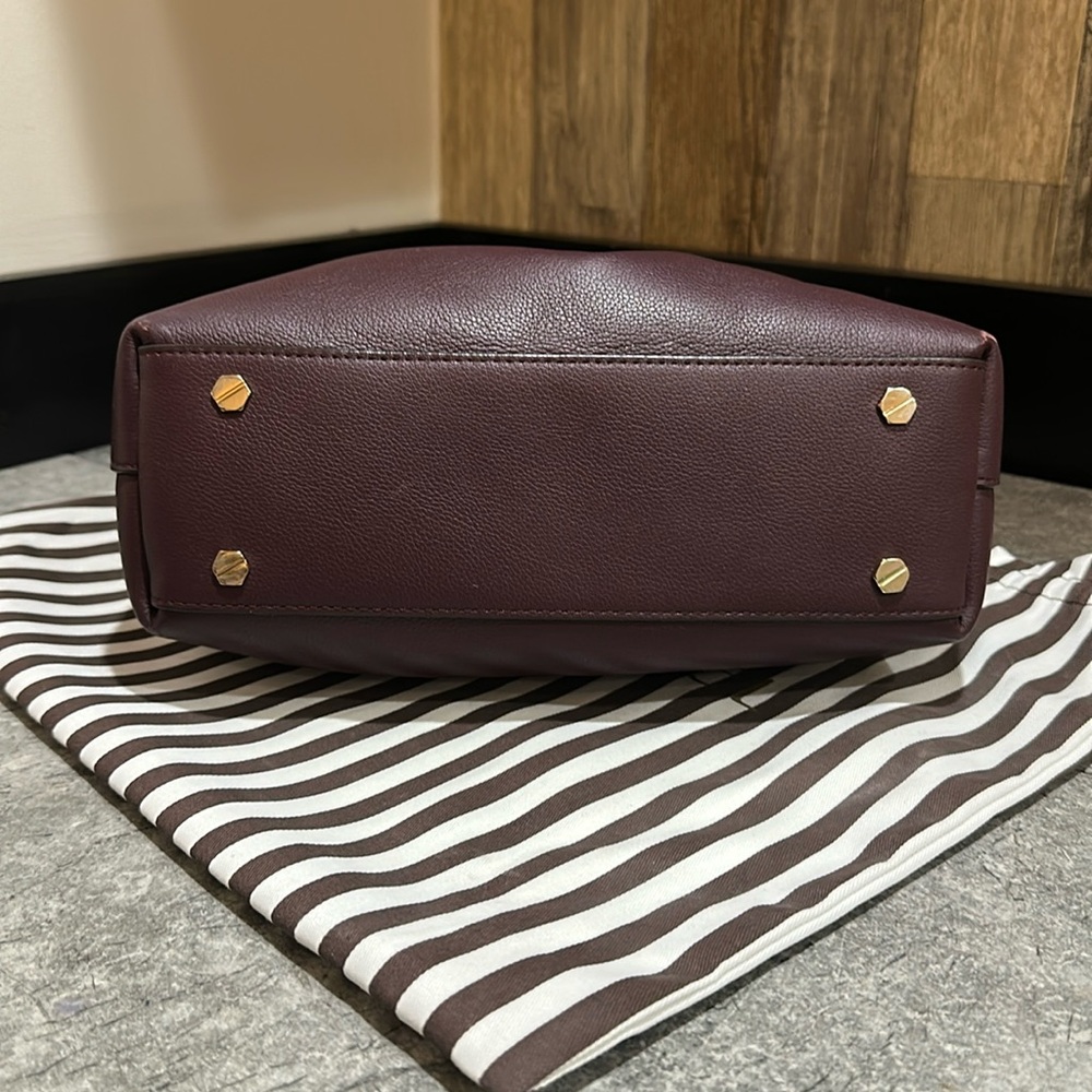 Henri Bendel Maroon Tote with Gold Accents and Matching Wristlet (No Dustbag) - Picture 6 of 12